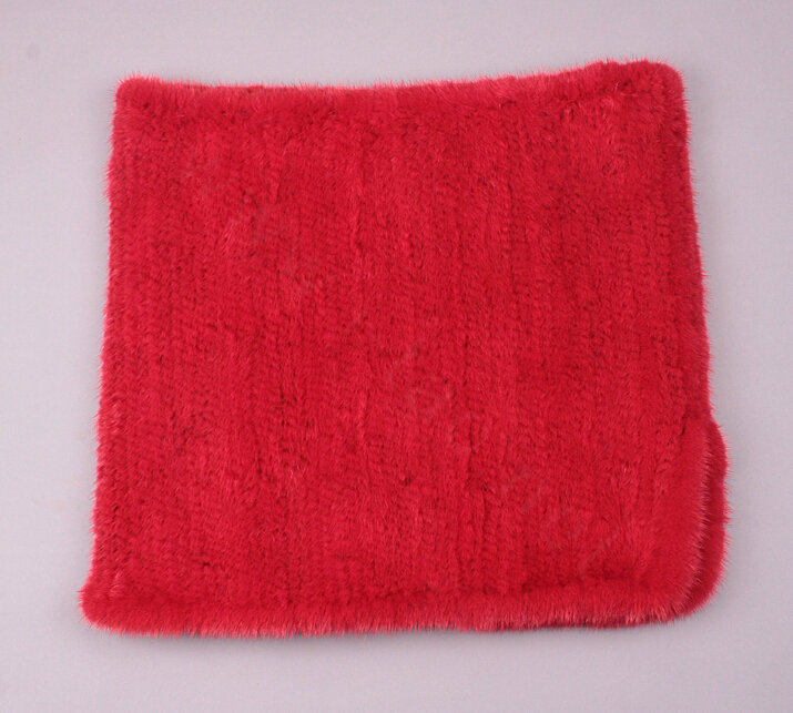 Romantic Winter Women Knitted Genuine Mink Fur Shawl Scarf Thick Fur Collars Wraps - Red