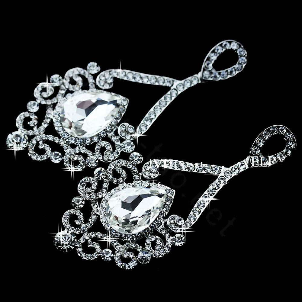 Silver Classic Water Drop Elegant Austrian Crystal Bridal Drop Earrings Wedding Jewelry Big Earrings for Women