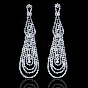 Wedding Jewelry Water Drop Czech Rhinestone Crystal Bridal Earrings Elegant Long Earrings for Women
