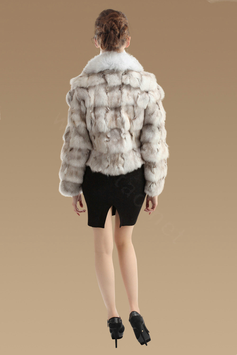 Women Luxury Genuine Fox Fur Coats Fashion Short Jacket Winter Real Fur Outerwear - Nature White