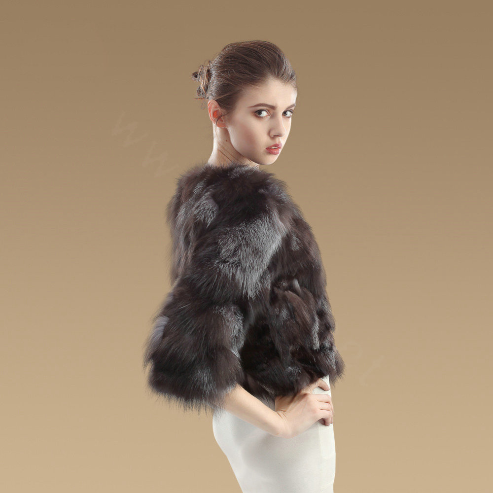 Women Nature Silver Fox Fur Jacket Lady Fashion Real fox Fur Coat Winter Short Fur Garment