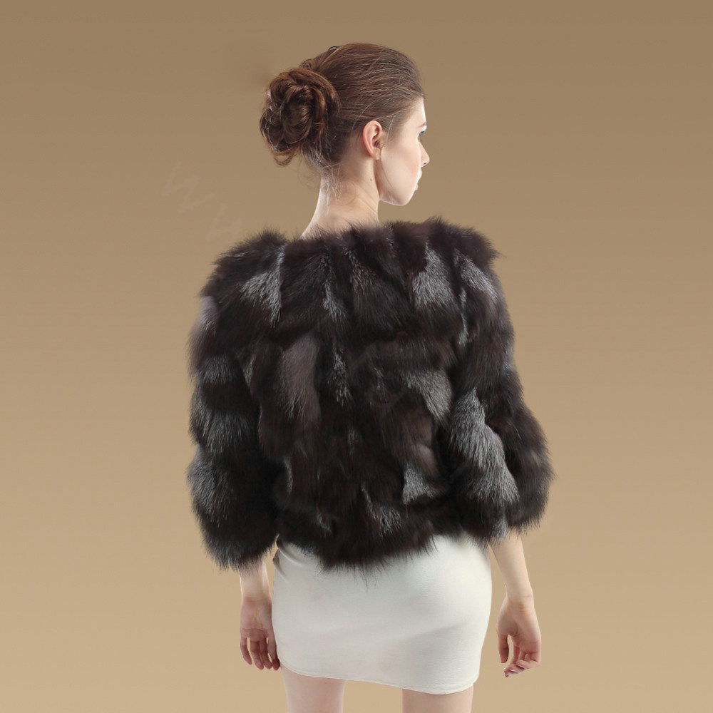 Women Nature Silver Fox Fur Jacket Lady Fashion Real fox Fur Coat Winter Short Fur Garment