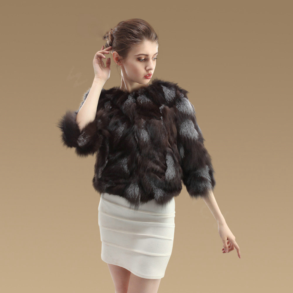Women Nature Silver Fox Fur Jacket Lady Fashion Real fox Fur Coat Winter Short Fur Garment