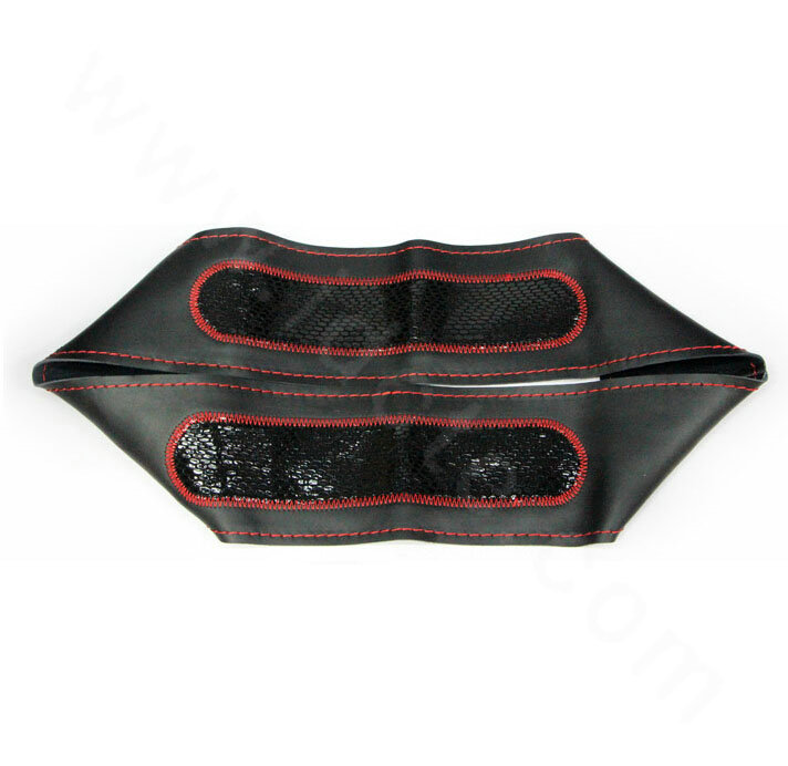 Auto Steering Wheel Covers Genuine Leather Snake Skin Hand Sewing 15 inch 38CM - Black