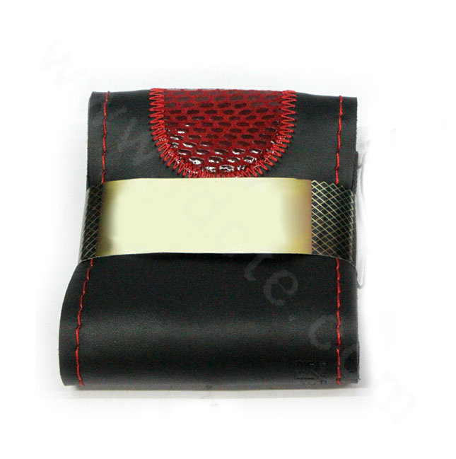 Auto Steering Wheel Covers Genuine Leather Snake Skin Hand Sewing 15 inch 38CM - Red