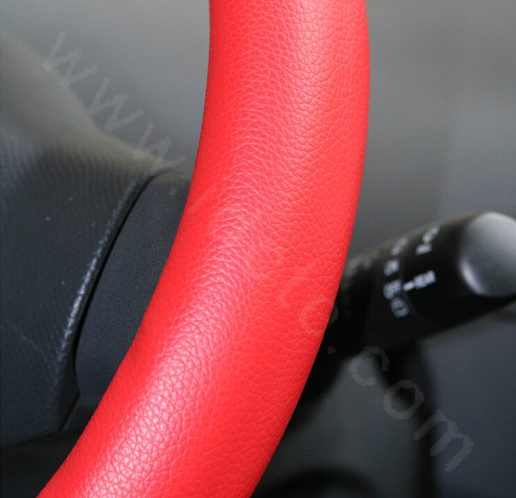Bowknot Diamond PU Leather Car Steering Wheel Covers For Sale 15 inch 38CM - Red