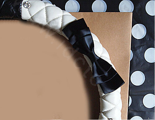 Bowknot Diamond Sheepskin Leather Car Steering Wheel Covers For Sale 15 inch 38CM - Black