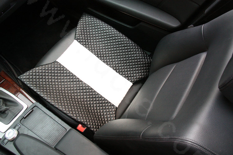 Calssic Bowknot Genuine Leather Universal Car Seat Cushion Diamond Lattice Pad 1pcs - Black White