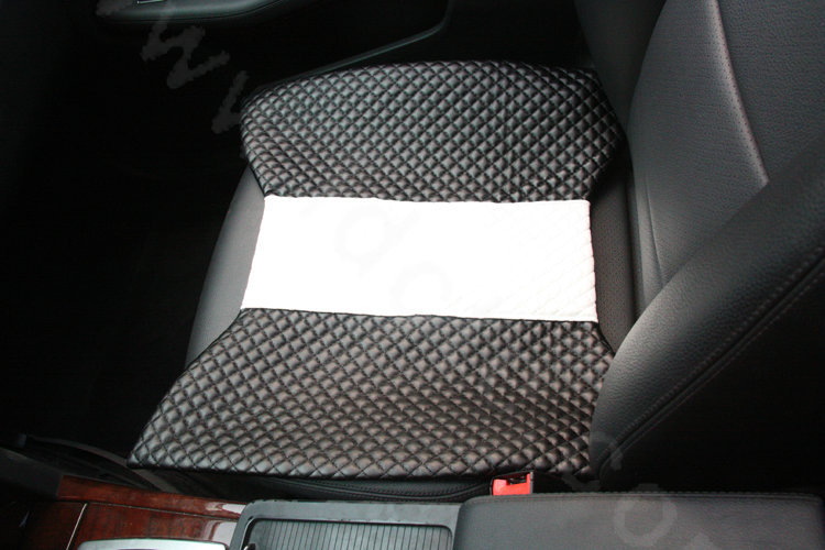 Calssic Bowknot Genuine Leather Universal Car Seat Cushion Diamond Lattice Pad 1pcs - Black White