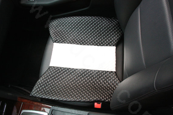 Calssic Bowknot Genuine Leather Universal Car Seat Cushion Diamond Lattice Pad 1pcs - Black White