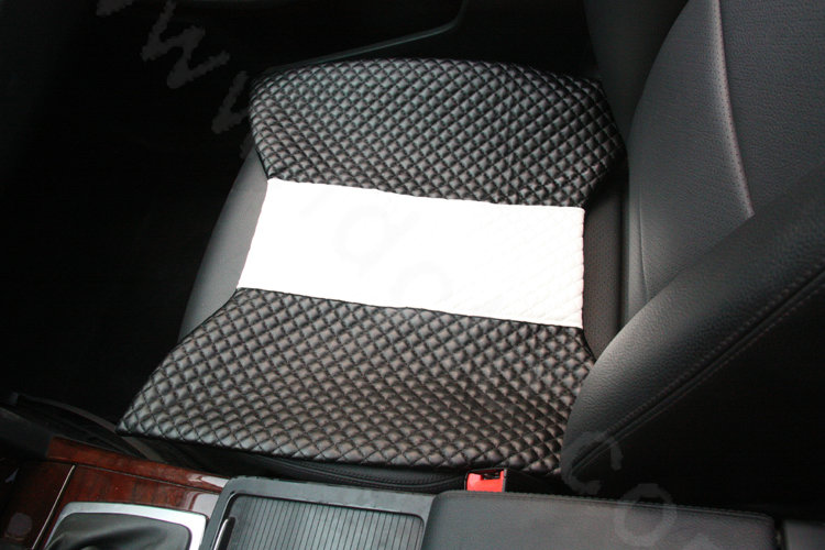 Calssic Bowknot Genuine Leather Universal Car Seat Cushion Diamond Lattice Pad 1pcs - Black White