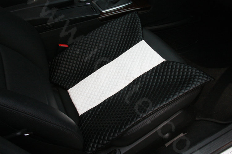 Calssic Bowknot Genuine Leather Universal Car Seat Cushion Diamond Lattice Pad 1pcs - Black White