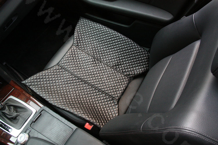 Calssic Bowknot Genuine Leather Universal Car Seat Cushion Diamond Lattice Pad 1pcs - Black