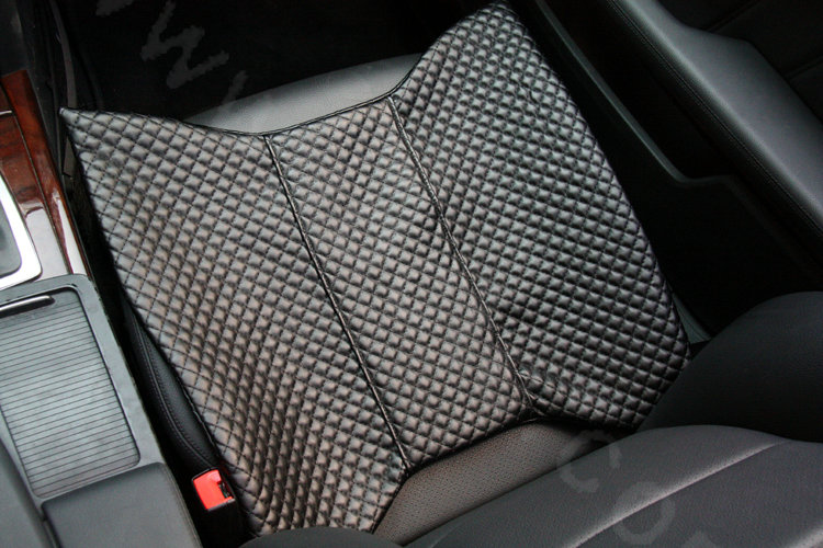 Calssic Bowknot Genuine Leather Universal Car Seat Cushion Diamond Lattice Pad 1pcs - Black