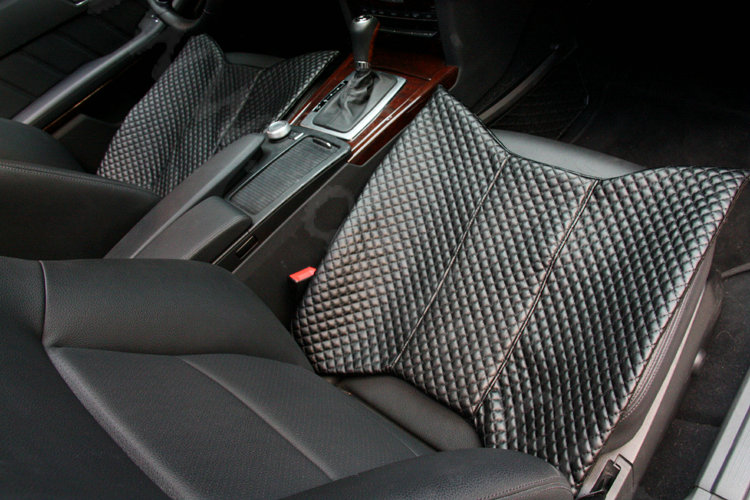 Calssic Bowknot Genuine Leather Universal Car Seat Cushion Diamond Lattice Pad 1pcs - Black