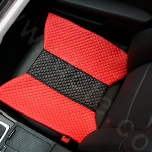 Calssic Bowknot Genuine Leather Universal Car Seat Cushion Diamond Lattice Pad 1pcs - Red Black