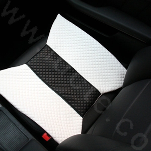 Calssic Bowknot Genuine Leather Universal Car Seat Cushion Diamond Lattice Pad 1pcs - White Black