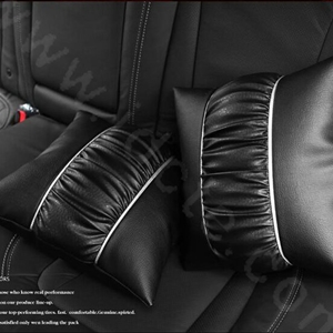 Calssic General Car Lumbar Pillow Genuine Lamb Leather Back Support Cushion 1pcs - Black