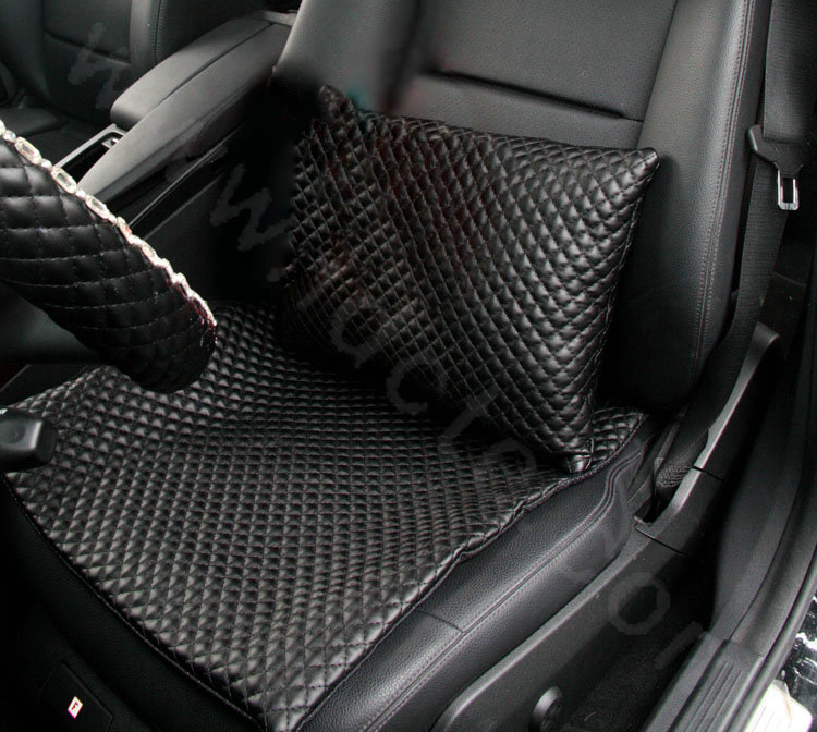 Calssic Genuine Leather Universal Car Seat Cushion Diamond Lattice Auto Pad 1pcs - Black