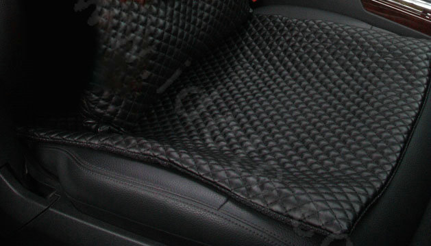 Calssic Genuine Leather Universal Car Seat Cushion Diamond Lattice Auto Pad 1pcs - Black
