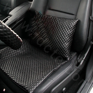 Calssic Genuine Leather Universal Car Seat Cushion Diamond Lattice Auto Pad 1pcs - Black