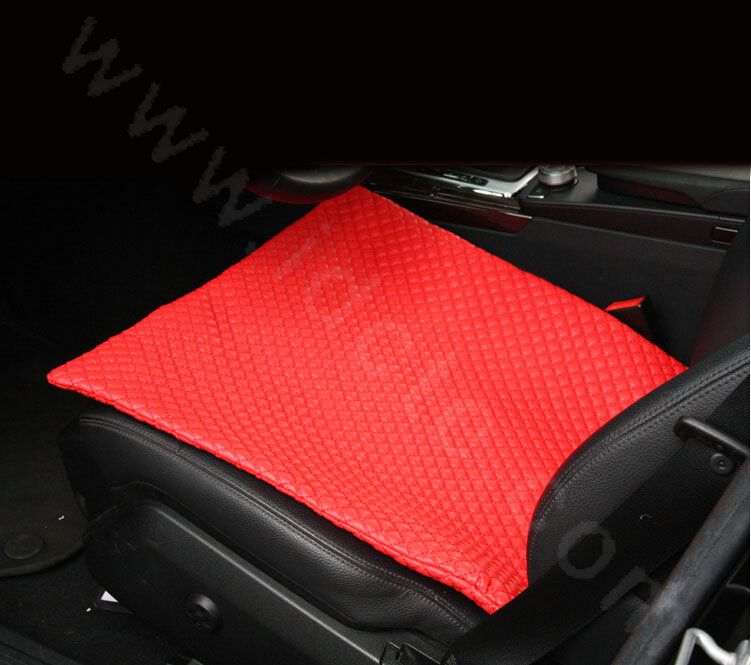 Calssic Genuine Leather Universal Car Seat Cushion Diamond Lattice Auto Pad 1pcs - Red