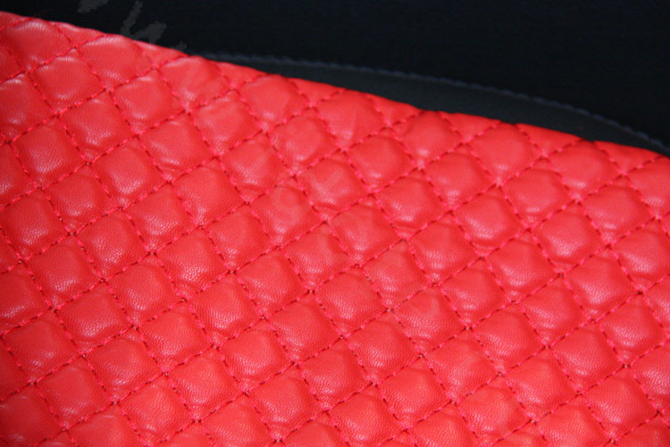 Calssic Genuine Leather Universal Car Seat Cushion Diamond Lattice Auto Pad 1pcs - Red
