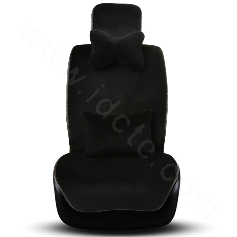 Calssic Luxury Genuine Wool Auto Cushion Women Universal Car Seat Covers 15pcs Sets - Black