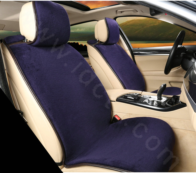 Calssic Luxury Genuine Wool Auto Cushion Women Universal Car Seat Covers 15pcs Sets - Purple