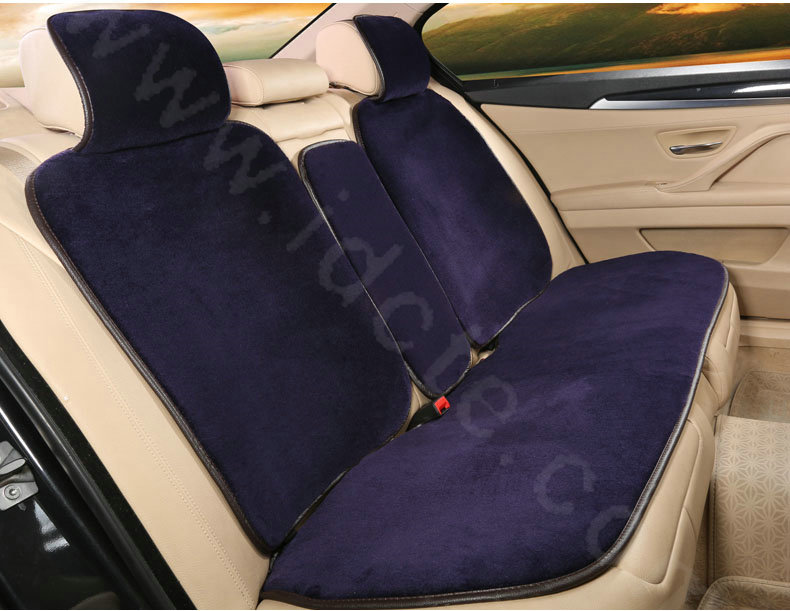Calssic Luxury Genuine Wool Auto Cushion Women Universal Car Seat Covers 15pcs Sets - Purple