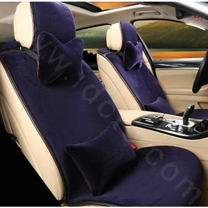 Calssic Luxury Genuine Wool Auto Cushion Women Universal Car Seat Covers 15pcs Sets - Purple