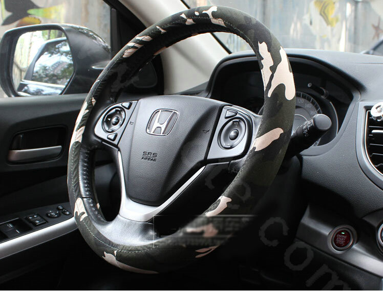 Calssic Man Camo Cloth Auto Grip Steering Wheel Covers 15 inch 38CM - Dark Green