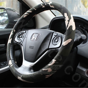 Calssic Man Camo Cloth Auto Grip Steering Wheel Covers 15 inch 38CM - Dark Green