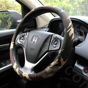 Calssic Man Camo Cloth Auto Grip Steering Wheel Covers 15 inch 38CM - Green Beige