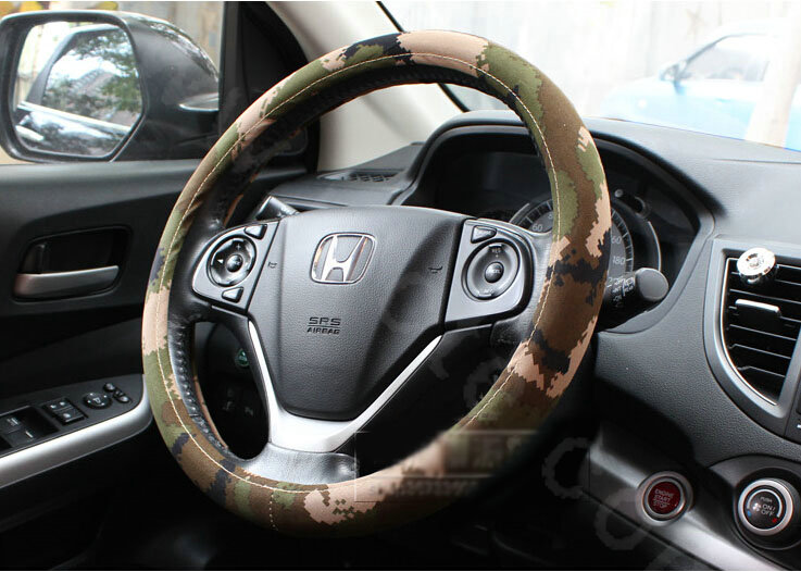 Calssic Man Camo Cloth Auto Grip Steering Wheel Covers 15 inch 38CM - Green