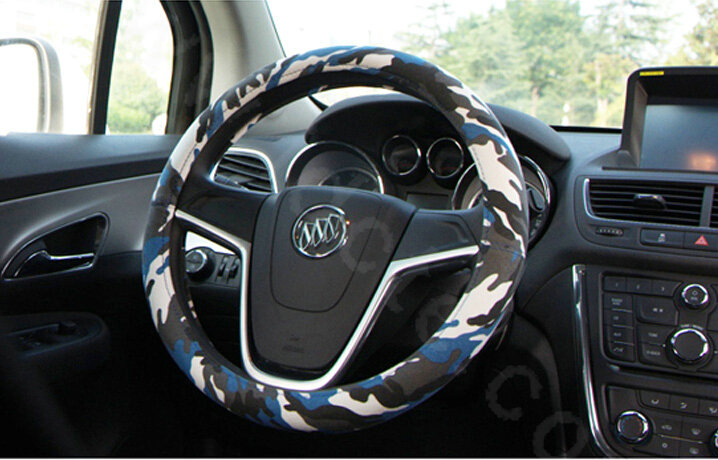 Calssic Man Camo Flax Car Steering Wheel Covers 15 inch 38CM Four Seasons General - Blue