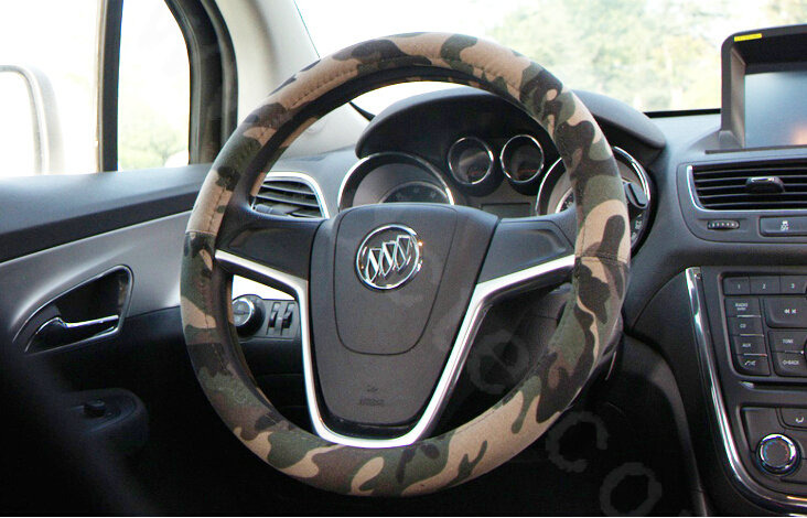 Calssic Man Camo Flax Car Steering Wheel Covers 15 inch 38CM Four Seasons General - Dark Green