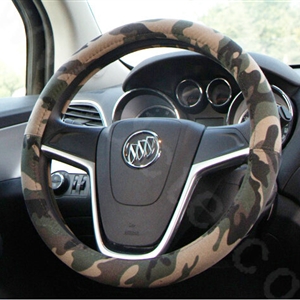 Calssic Man Camo Flax Car Steering Wheel Covers 15 inch 38CM Four Seasons General - Dark Green