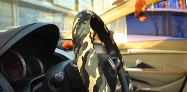 Calssic Man Camo Flax Car Steering Wheel Covers 15 inch 38CM Four Seasons General - Yellow