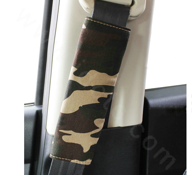 Calssic Man Camouflage Camo Cloth Auto Seat Safety Belt Covers 2pcs - Beige Green