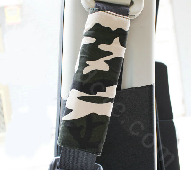 Calssic Man Camouflage Camo Cloth Auto Seat Safety Belt Covers 2pcs - Dark Green