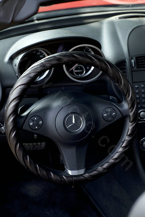 Calssic Man Genuine Lamb Leather Grip Auto Steering Wheel Covers 15 inch 38CM - Black