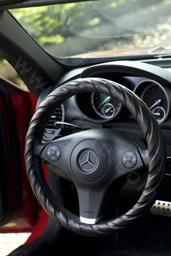 Calssic Man Genuine Lamb Leather Grip Auto Steering Wheel Covers 16 inch 40CM - Black