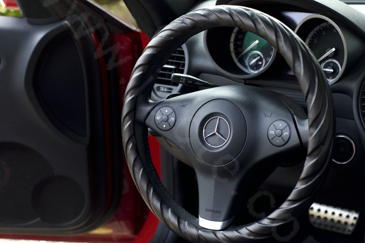 Calssic Man Genuine Lamb Leather Grip Auto Steering Wheel Covers 16 inch 40CM - Black