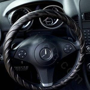 Calssic Man Genuine Lamb Leather Grip Auto Steering Wheel Covers 16 inch 40CM - Black