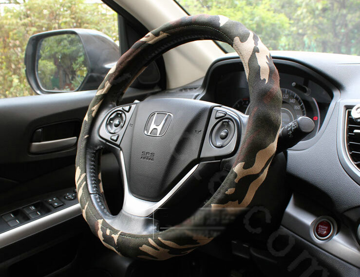 Calssic Man Wave Camo Cloth Auto Grip Steering Wheel Covers 15 inch 38CM - Green Beige