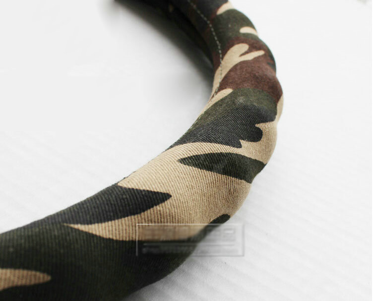 Calssic Man Wave Camo Cloth Auto Grip Steering Wheel Covers 15 inch 38CM - Green Beige