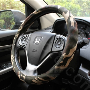 Calssic Man Wave Camo Cloth Auto Grip Steering Wheel Covers 15 inch 38CM - Green Beige