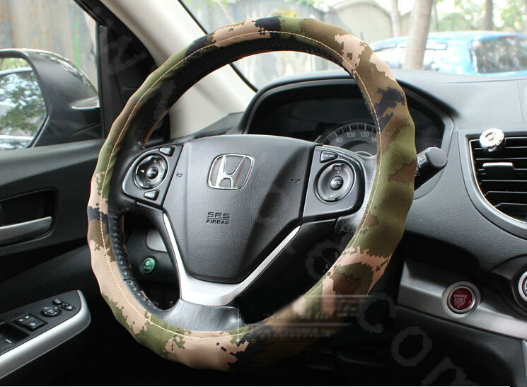 Calssic Man Wave Camo Cloth Auto Grip Steering Wheel Covers 15 inch 38CM - Green