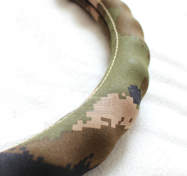Calssic Man Wave Camo Cloth Auto Grip Steering Wheel Covers 15 inch 38CM - Green